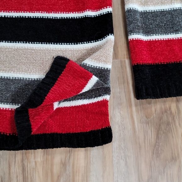 🔹️Sag Harbor Black, Cream, & Red Striped Ultra Soft Long Sleeve Sweater XLarge - Picture 6 of 9